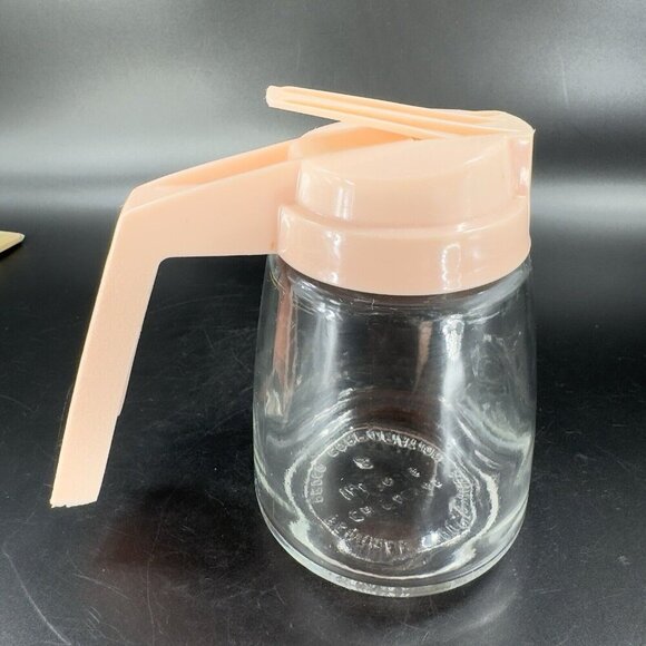 Vintage Federal Housewares 12 oz Glass Syrup Dispenser w Pink Plastic Lid Retro - Picture 9 of 12
